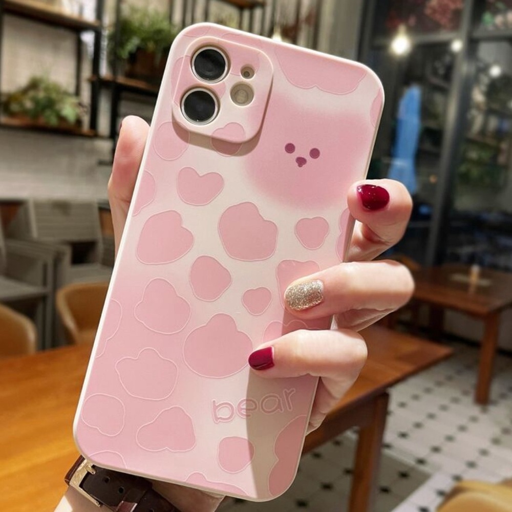 Cartoon Bear Phone Case Pink